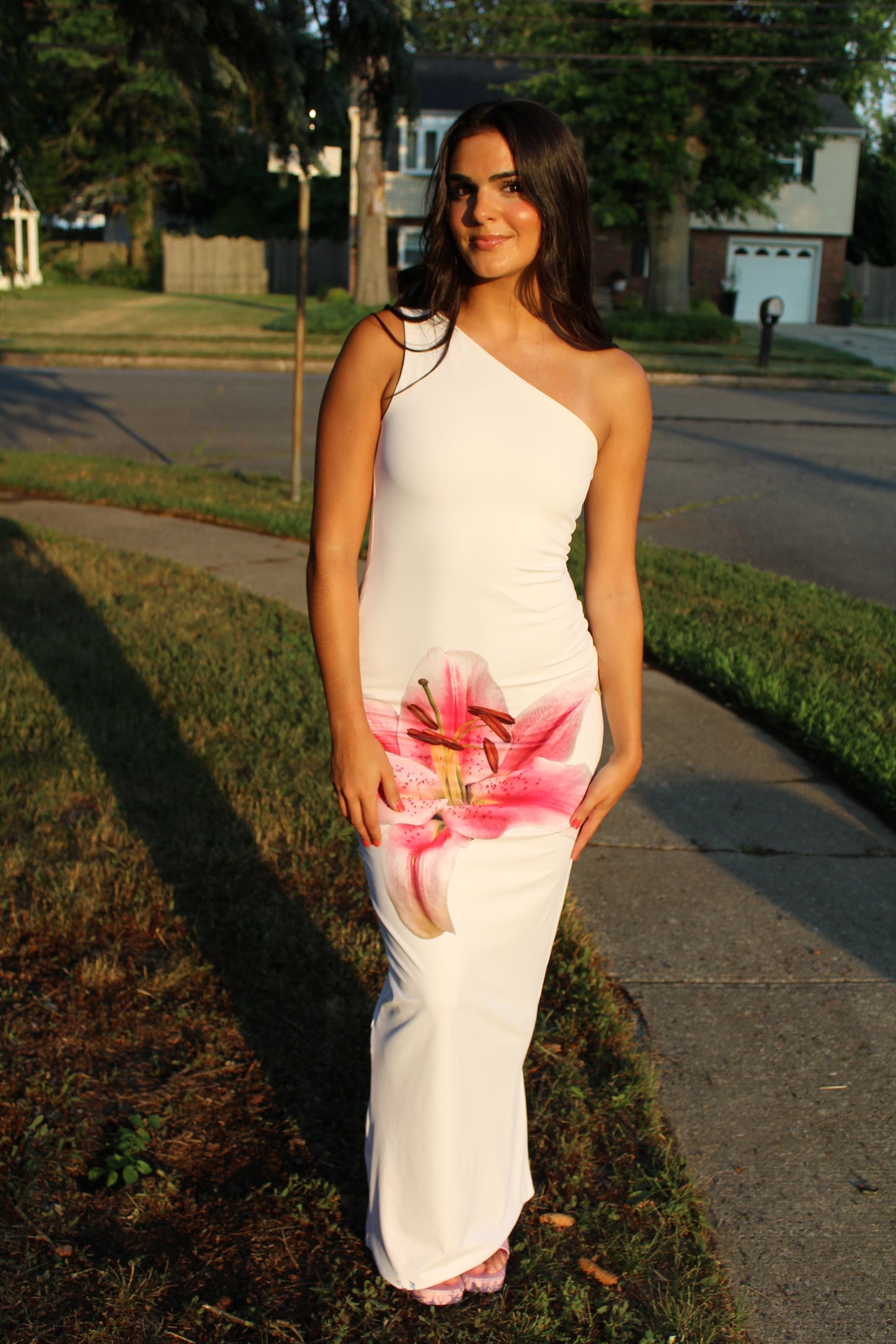 White reversible maxi dress (hibiscus + wild lily)